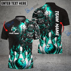 BlueJose Bowling And Pins Flame Samurai Customized Name 3D Shirt ( 6 Colors)