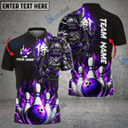 BlueJose Bowling And Pins Flame Samurai Customized Name 3D Shirt ( 6 Colors)