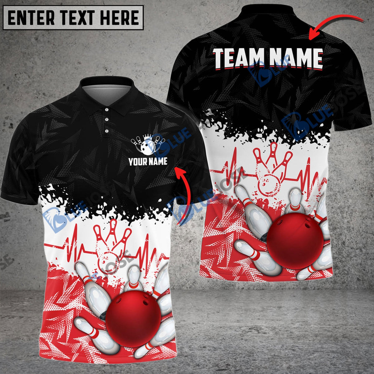 BlueJose Bowling And Pins Heartbeat Customized Name 3D Shirt (4 Colors)