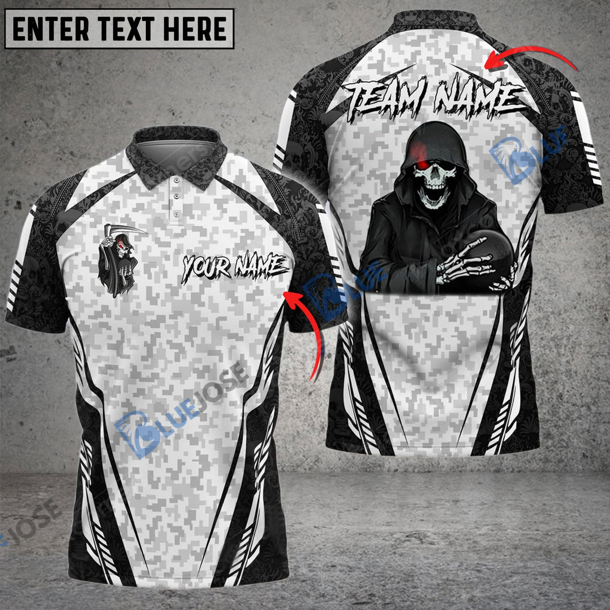 BlueJose Bowling And Pins Reaper Camo Squad Customized Name 3D Shirt (6 Colors)