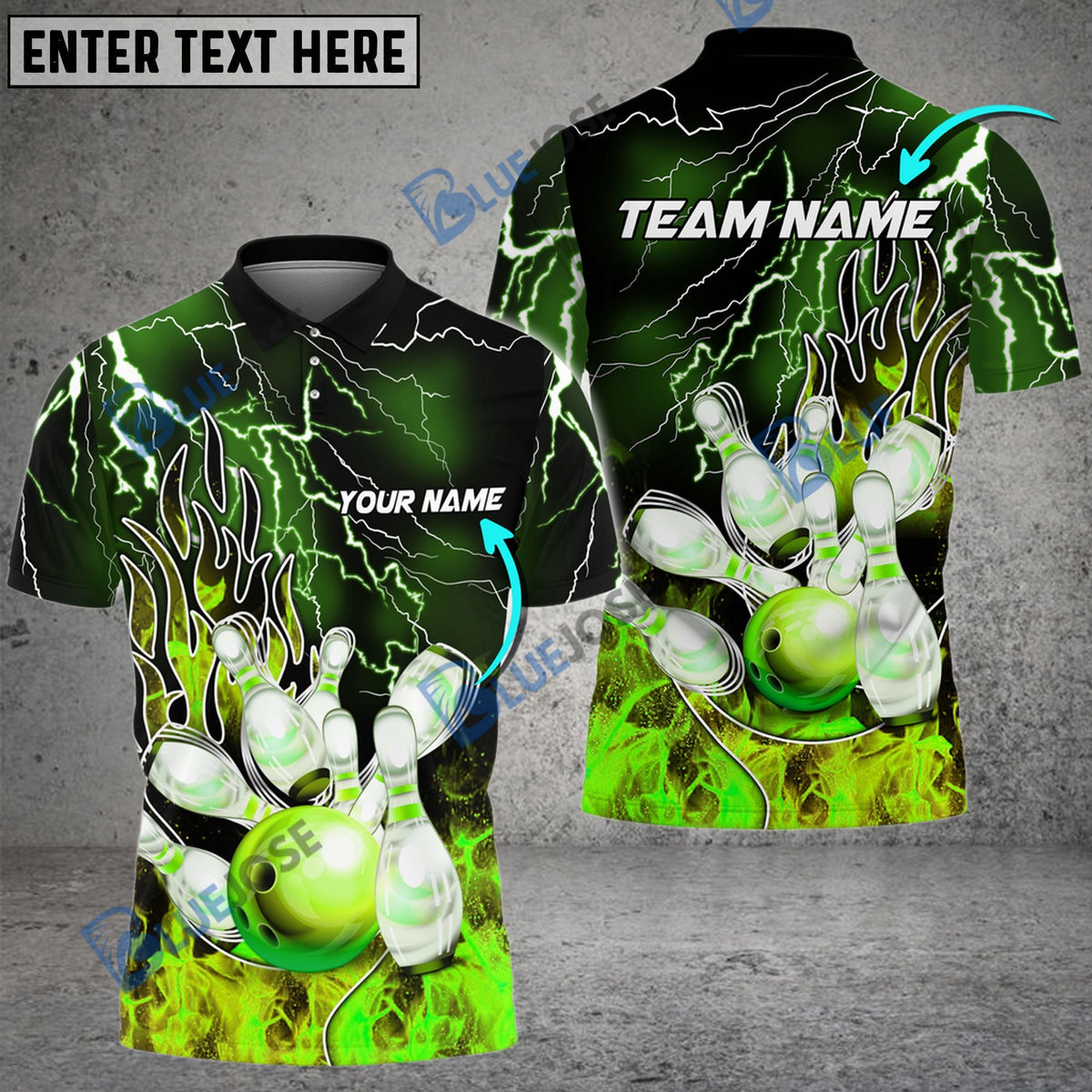 BlueJose Bowling And Pins Electro And Pyro Customized Name 3D Shirt (6 Colors)
