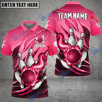 BlueJose Bowling And Pins Fire Storm Customized Name 3D Shirt ( 6 Colors)