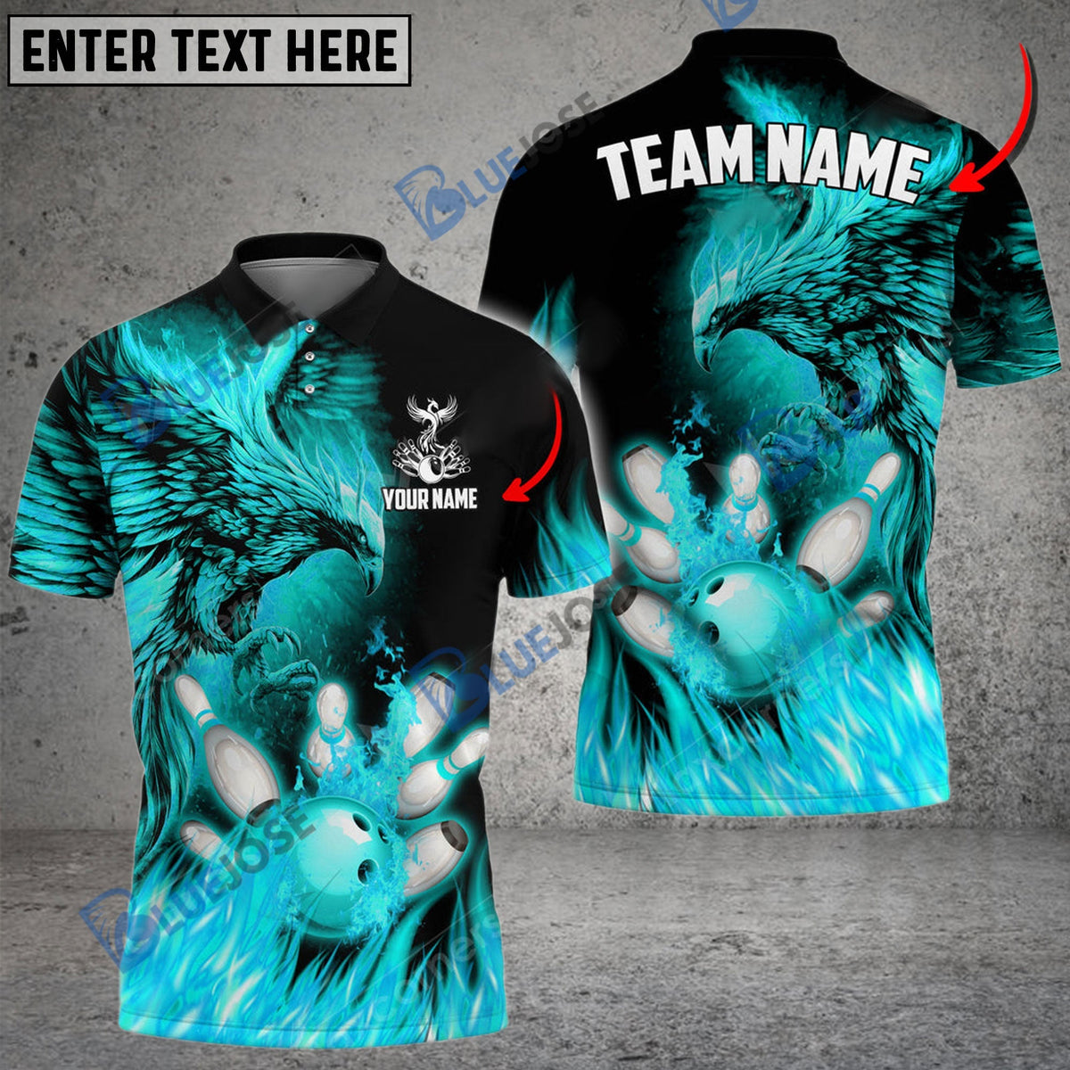 BlueJose Bowling And Pins Flame Phoenix Customized Name 3D Shirt (4 Colors)
