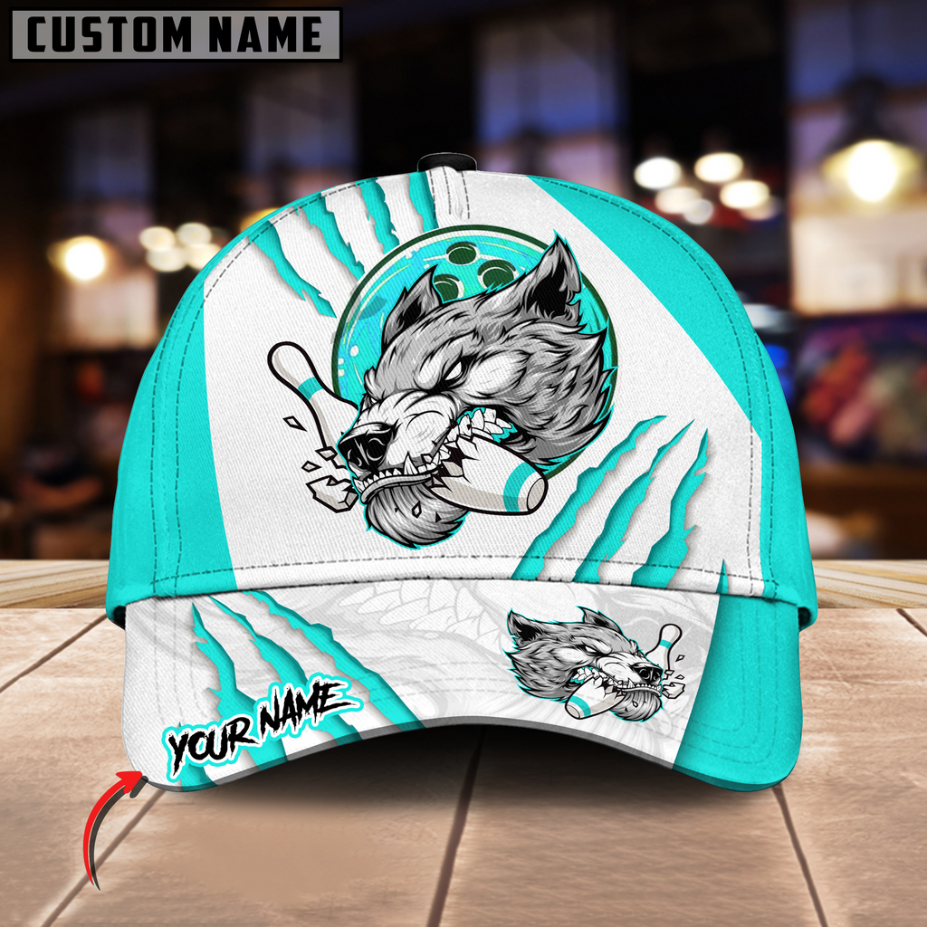 BlueJoses Bowling And Pins Wolf Strike Power Personalized Name Cap