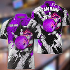 BlueJose Bowling And Pins Hexagram Pattern Multicolor Personalized Name, Team Name 3D Shirt