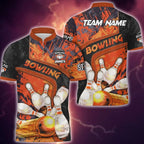BlueJose Bowling And Pins Abstract Grunge and Multicolor Personalized Name, Team Name 3D Shirt