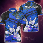 BlueJose Bowling And Pins Abstract Grunge and Multicolor Personalized Name, Team Name 3D Shirt