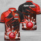 BlueJose Bowling And Pins Thunder Break Multicolor Personalized Name, Team Name 3D Shirt