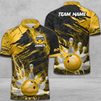 BlueJose Bowling And Pins Thunder Break Multicolor Personalized Name, Team Name 3D Shirt