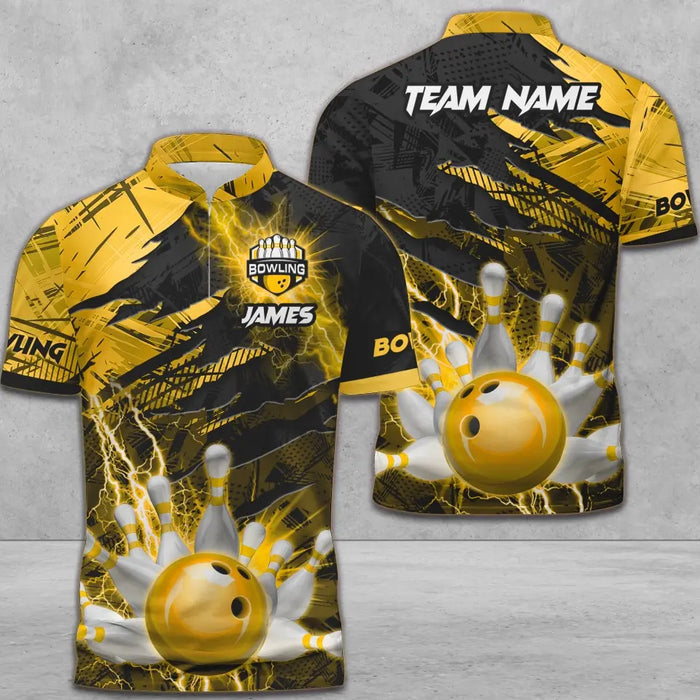 BlueJose Bowling And Pins Thunder Break Multicolor Personalized Name, Team Name 3D Shirt