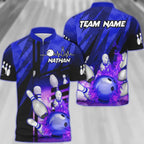 BlueJose Bowling And Pins Abstract Grunge Texture Multicolor Personalized Name, Team Name 3D Shirt