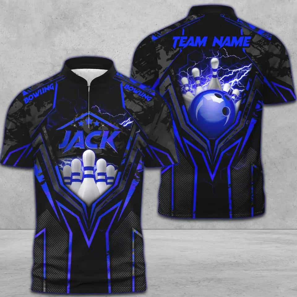 BlueJose Bowling And Pins Abstract Grunge Texture Multicolor Personalized Name, Team Name 3D Shirt