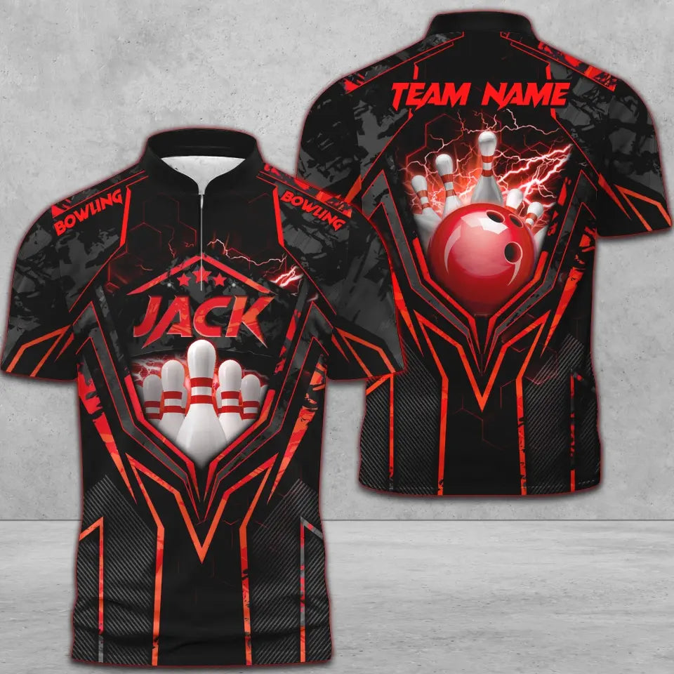 BlueJose Bowling And Pins Abstract Grunge Texture Multicolor Personalized Name, Team Name 3D Shirt