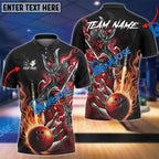 BlueJose Bowling And Pins Burning Oni Samurai Customized Name 3D Shirt (6 Colors)