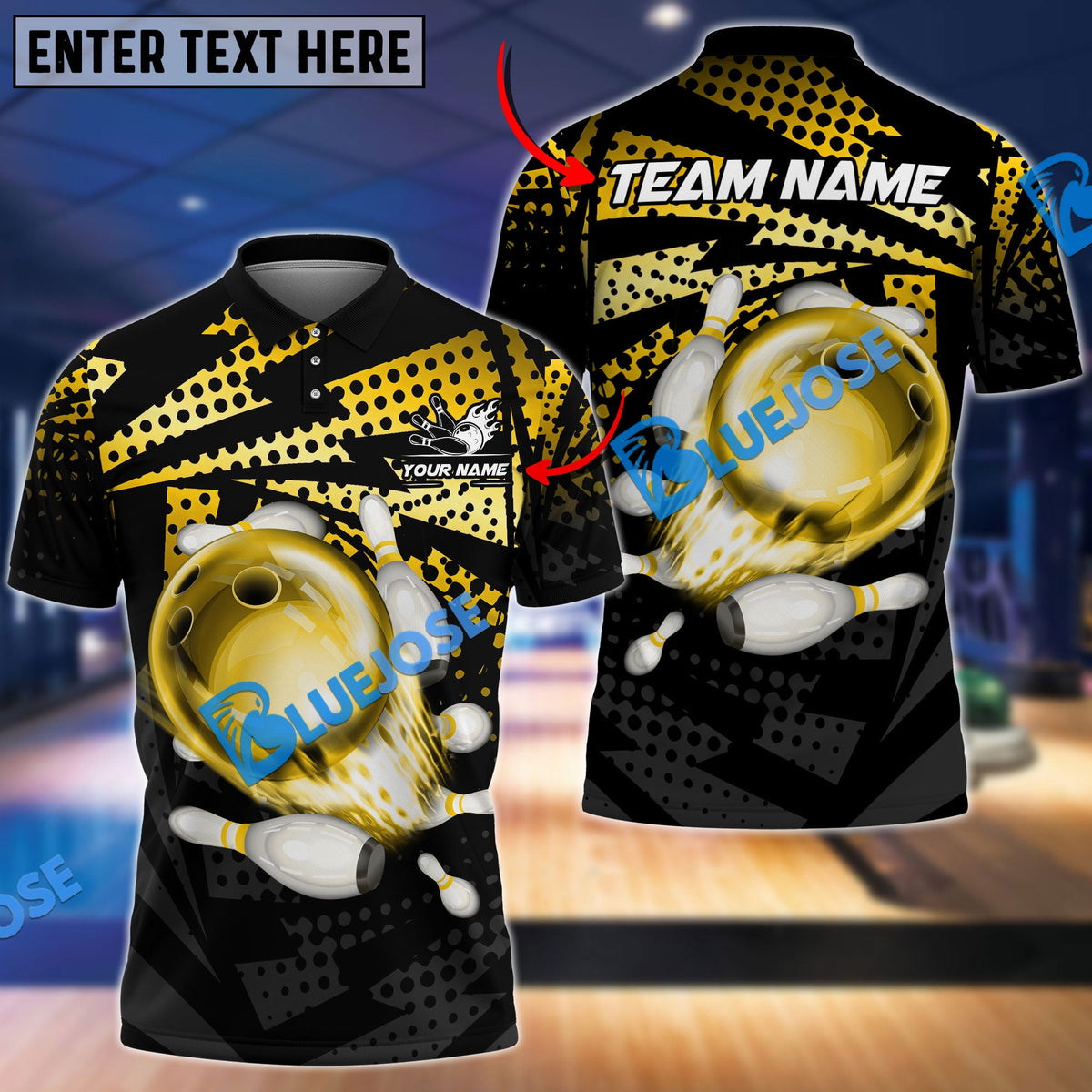 BlueJose Bowling And Pins Lightning Point Strike Customized Name 3D Shirt (6 Colors)