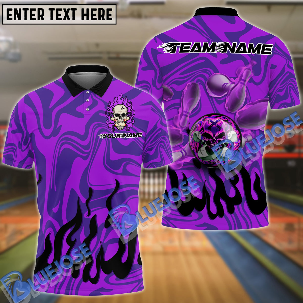 BlueJose Bowling And Pins Burning Rage Skull Customized Name 3D Shirt (6 Colors)