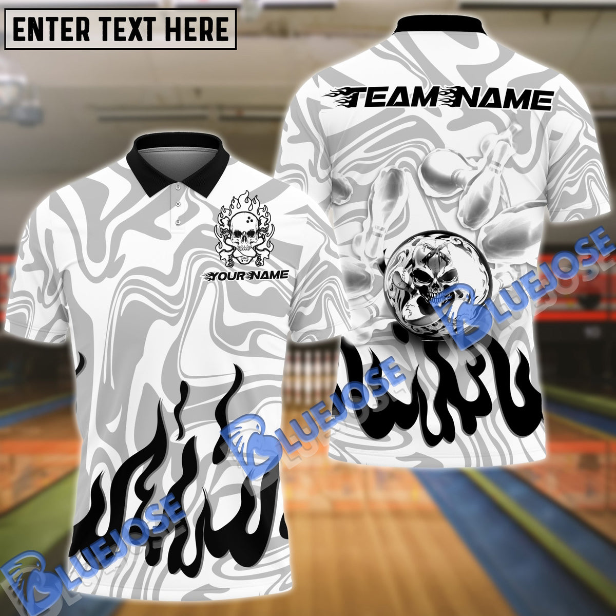 BlueJose Bowling And Pins Burning Rage Skull Customized Name 3D Shirt (6 Colors)