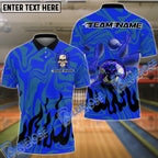 BlueJose Bowling And Pins Burning Rage Skull Customized Name 3D Shirt (6 Colors)