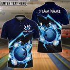 BlueJose Bowling And Pins Thunder Strike Down Customized Name Shirt For Women (6 Colors)