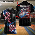 BlueJose Bowling Amrican Flag Retro Smoke 2 Customized Name, Team Name 3D Shirt