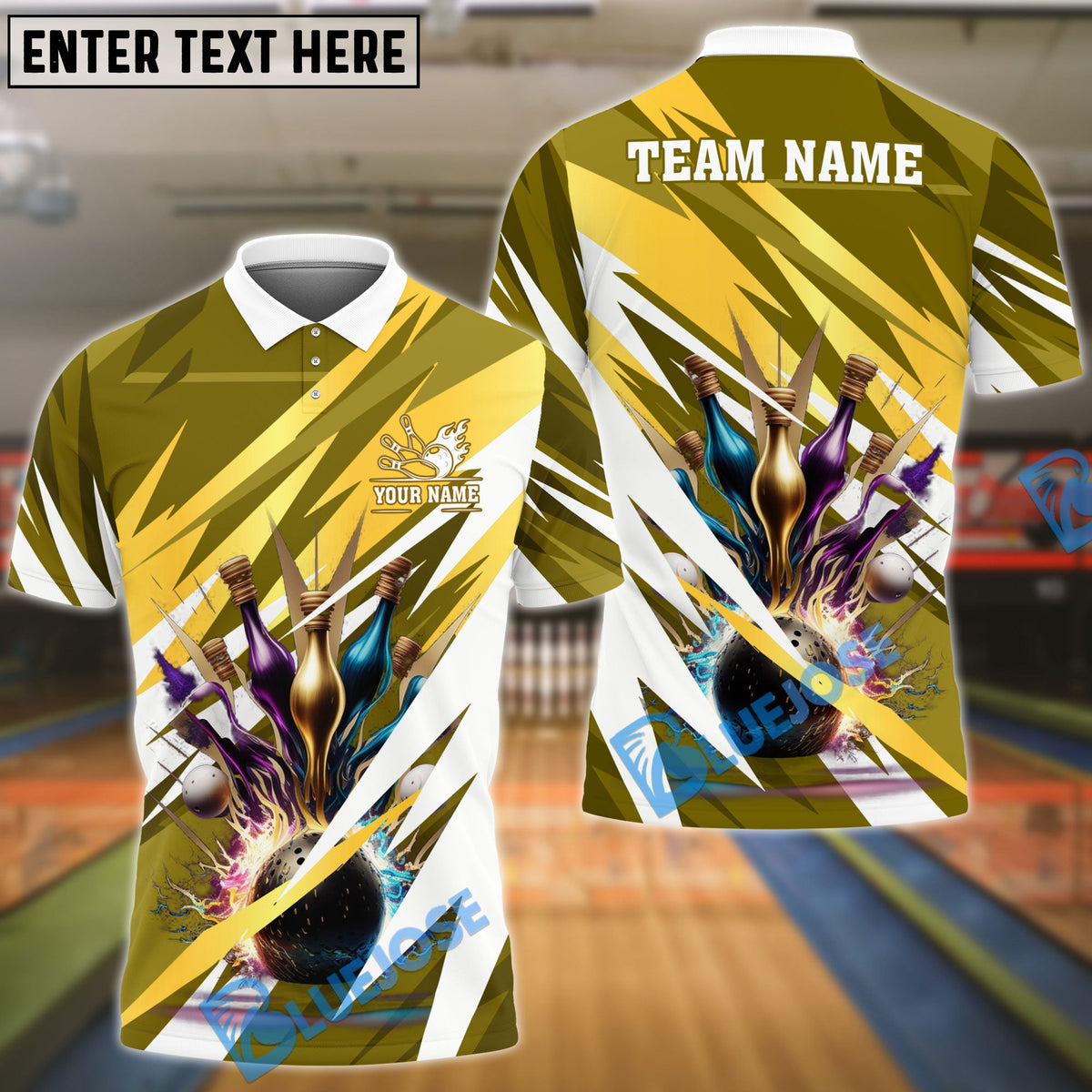 BlueJose Bowling And Pins Lightning Personalized Name Team Name 3d Shirt (4 Colors)