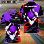 BlueJose Bowling And Pins Twin Side Multicolor Options Personalized Name, Team Name 3D Shirt (4 Colors)
