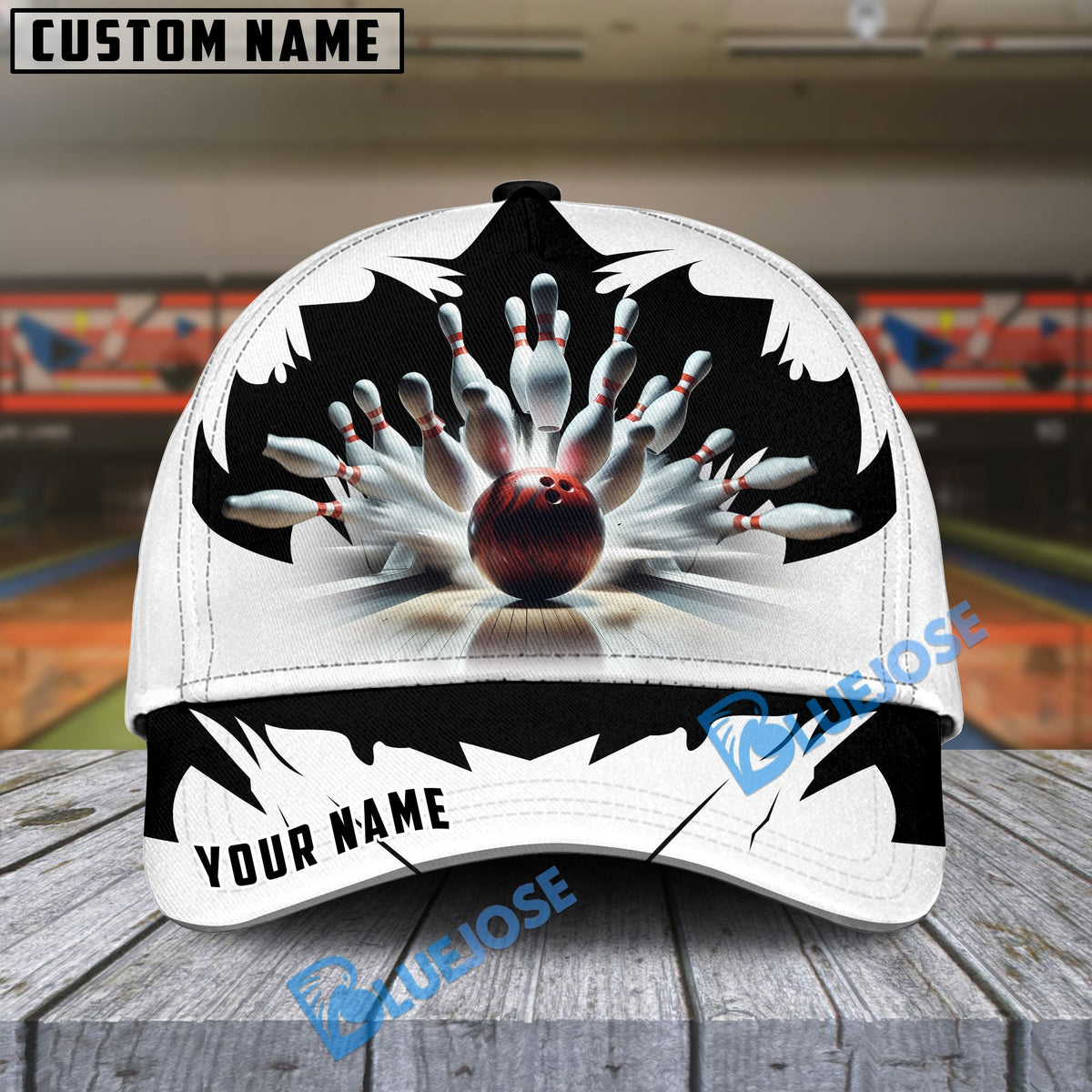 BlueJoses Bowling And Pins Ice Age Multicolor Personalized Name Cap