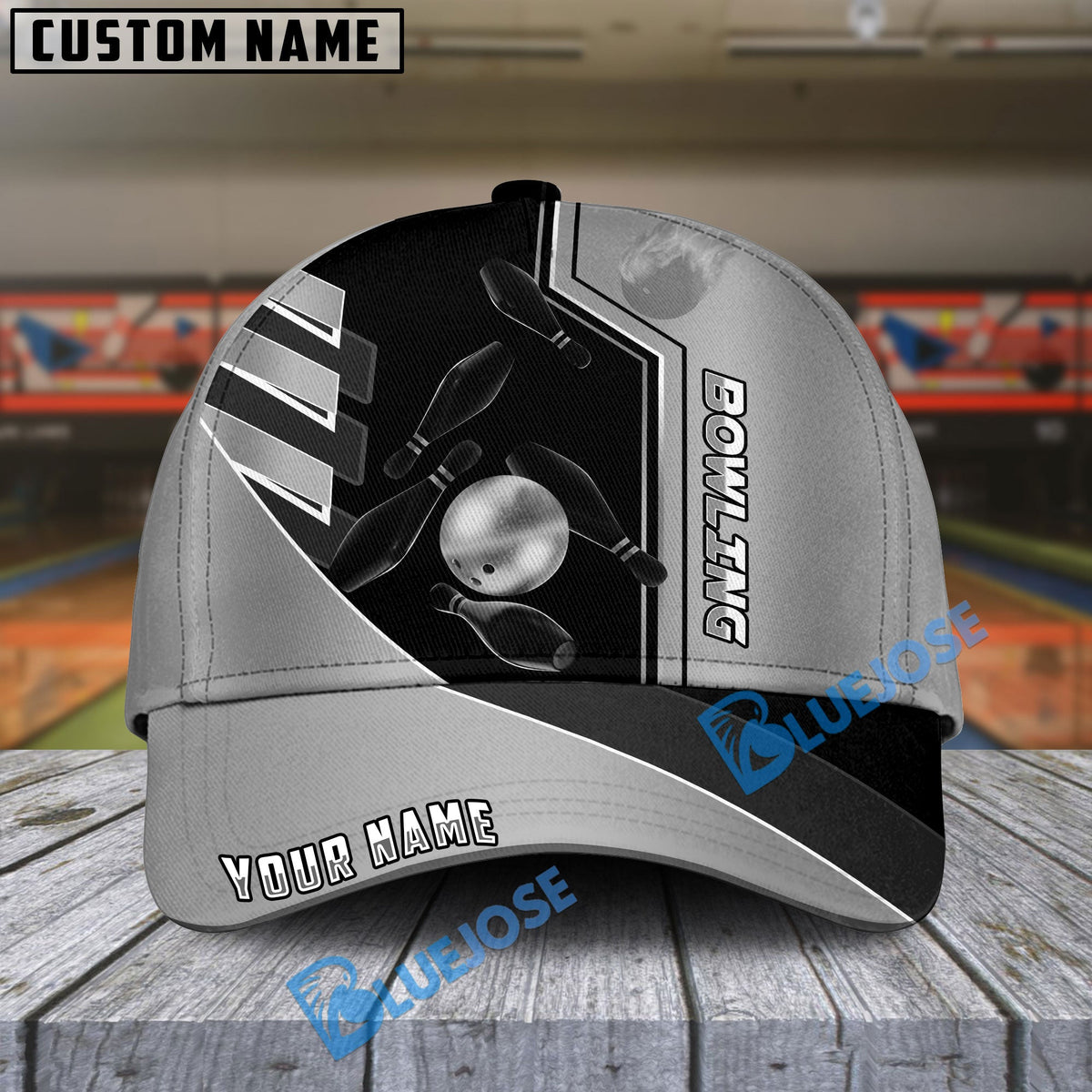 BlueJoses Bowling And Pins  Premium Line Multicolor Personalized Name Cap