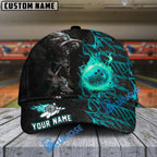 BlueJoses Bowling And Pins Flame Wolf Multicolor Personalized Name Cap