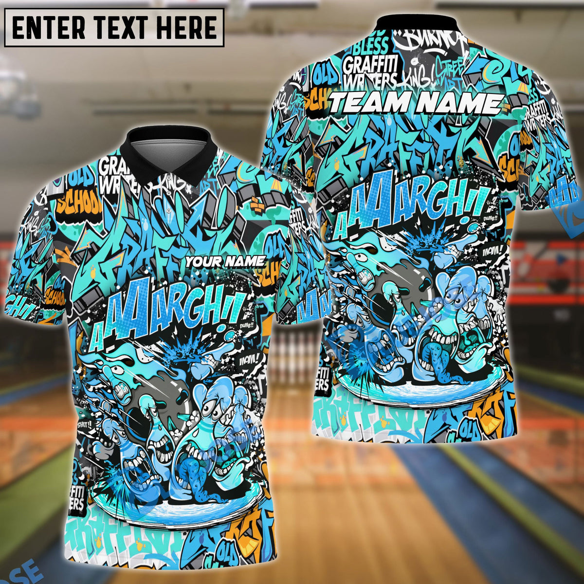 BlueJose Bowling And Pins Screaming Funny Graffiti Customized Name, Team Name 3D Shirt (4 Colors)