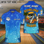 BlueJose Bowling And Pins Funny Cartoon Shark, Bubble Design Customized Name 3D Shirt (4 Colors)