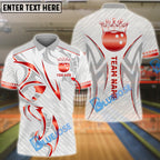 BlueJose Bowling And Pins White Royal Crown Design Customized Name, Team Name 3D Shirt (4 Colors)