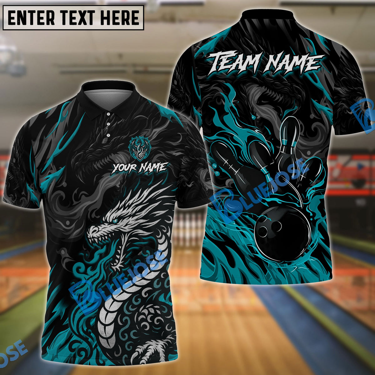 BlueJose Bowling And Pins Dragon Breath Customized Name, Team Name 3D Shirt (4 Colors)