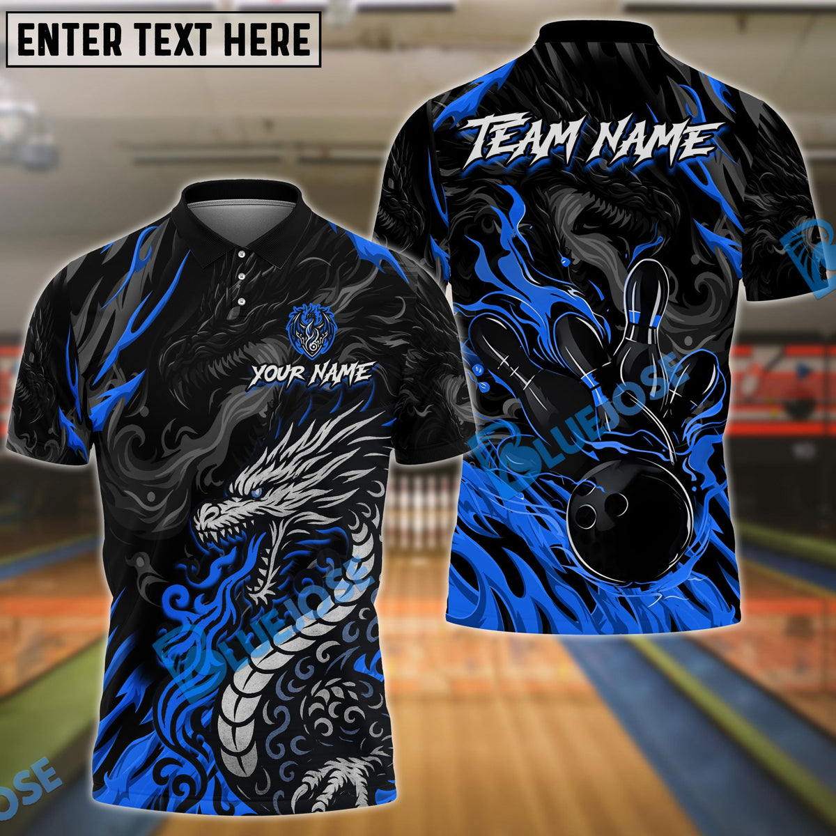 BlueJose Bowling And Pins Dragon Breath Customized Name, Team Name 3D Shirt (4 Colors)