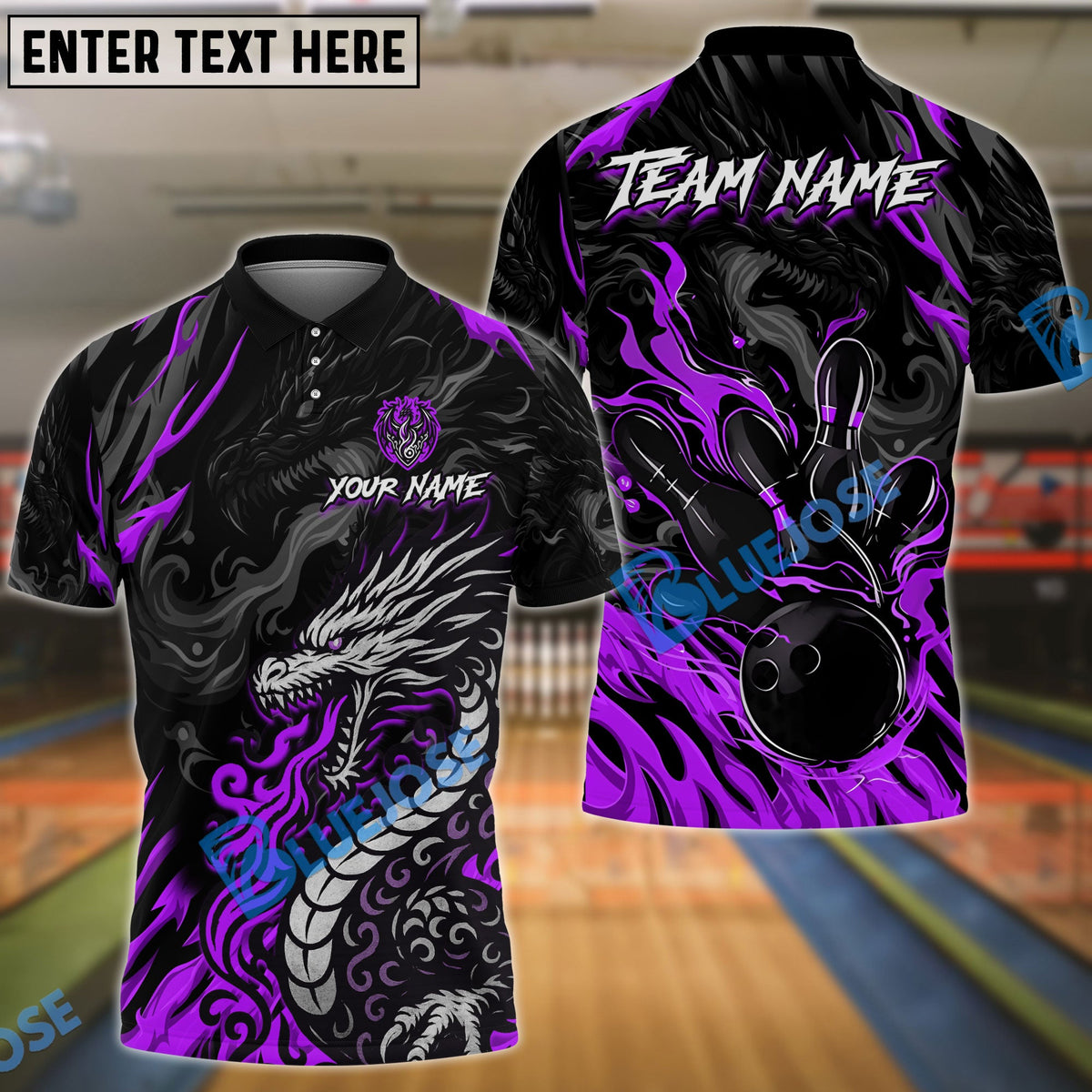 BlueJose Bowling And Pins Dragon Breath Customized Name, Team Name 3D Shirt (4 Colors)