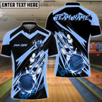 BlueJose Bowling And Pins Thunder Falling Pattern Customized Name, Team Name 3D Shirt (4 Colors)