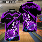 BlueJose Bowling And Pins Thunder Falling Pattern Customized Name, Team Name 3D Shirt (4 Colors)
