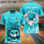 BlueJose Bowling And Pins Cute Lion Customized Name, Team Name 3D Shirt (4 Colors)