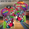 BlueJose Bowling Retro Graffiti Customized Name, Team Name 3D Shirt (4 Colors)