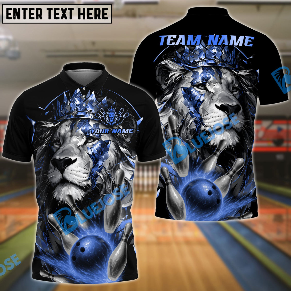 BlueJose Bowling Lion King Customized Name, Team Name 3D Shirt (4 Colors)