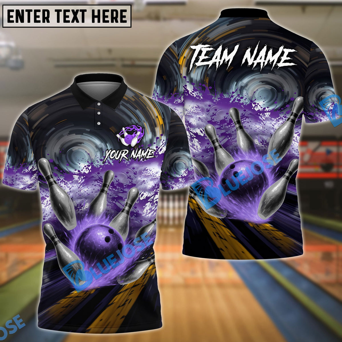 BlueJose Bowling Drift Paint Splash Customized Name, Team Name 3D Shirt (4 Colors)