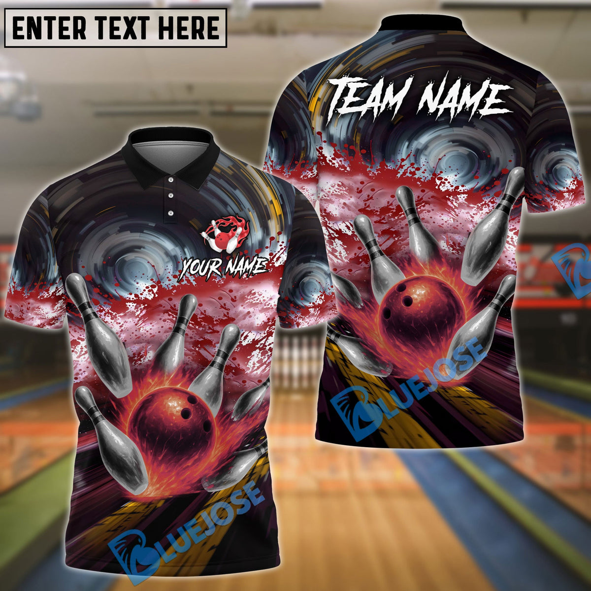 BlueJose Bowling Drift Paint Splash Customized Name, Team Name 3D Shirt (4 Colors)