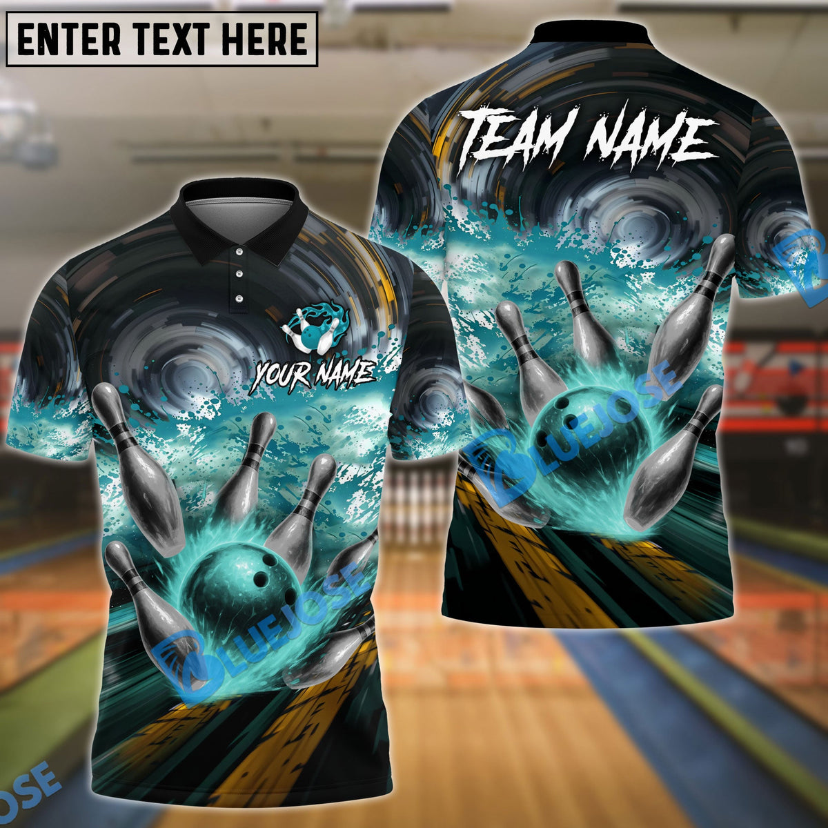BlueJose Bowling Drift Paint Splash Customized Name, Team Name 3D Shirt (4 Colors)