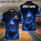 BlueJose Bowling And Pins Fire Skull Lane Streetwear Customized Name, Team Name 3D Shirt (4 Colors)