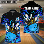BlueJose Bowling And Pins Burning King Crown Customized Name, Team Name 3D Shirt (4 Colors)