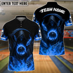 BlueJose Bowling And Pins Flaming Reaper Customized Name, Team Name 3D Shirt (4 Colors)