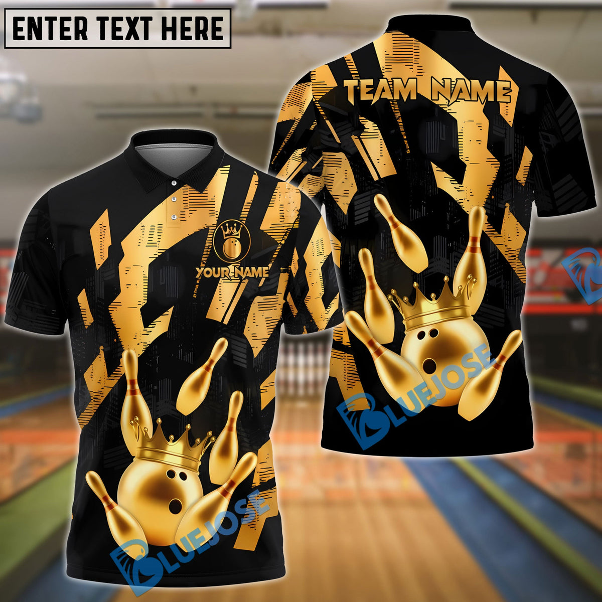 BlueJose Bowling And Pins Crowned King Customized Name 3D Shirt (6 Colors)