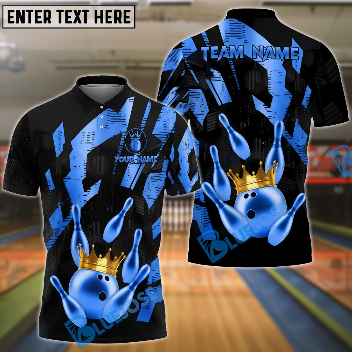 BlueJose Bowling And Pins Crowned King Customized Name 3D Shirt (6 Colors)