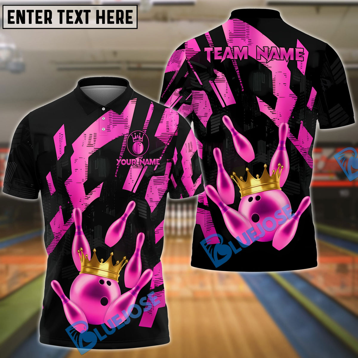 BlueJose Bowling And Pins Crowned King Customized Name 3D Shirt (6 Colors)
