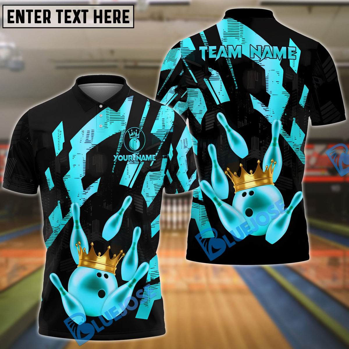 BlueJose Bowling And Pins Crowned King Customized Name 3D Shirt (6 Colors)